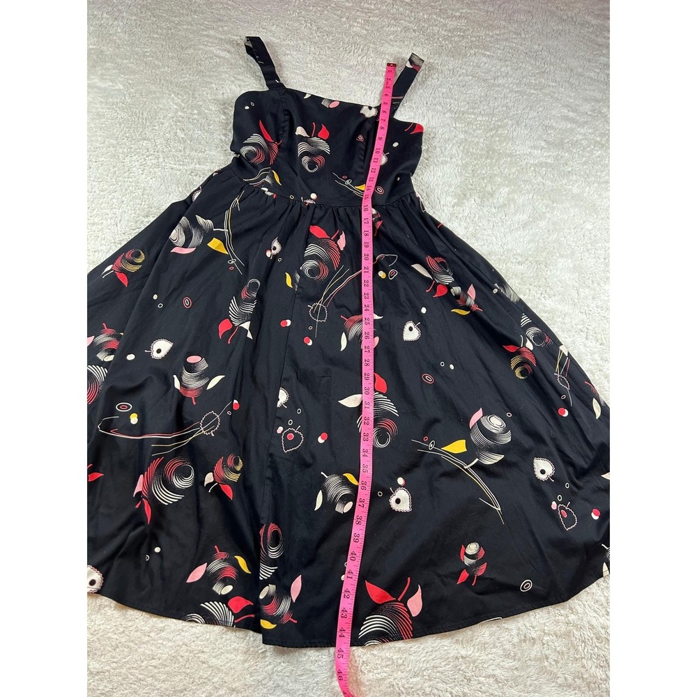 Vintage Lily black and abstract floral print Fit and Flare Dress Medium - Picture 4 of 8